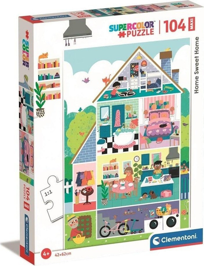 Puzzle Clementoni CLE 104 maxi SuperKolor Home Sweet Home, 62 x 42cm, shumëngjyrësh