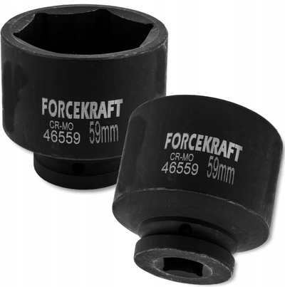 Çelës goditës FORCEKRAFT Impact Socket 3/4", 59mm, 6-këndësh, i zi