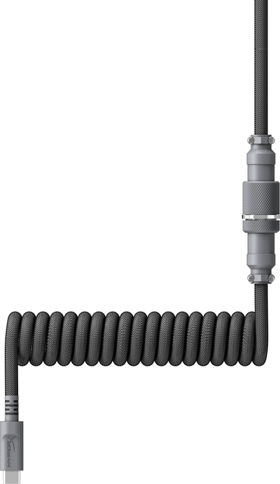 Kabllo spiral HyperX USB, USB C në USB A, me aviator 5 pin, gri