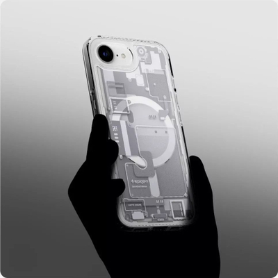 Мембрана за телефон Spigen Ultra Hybrid MagSafe Zero One, за iPhone 16e, бела проѕирна