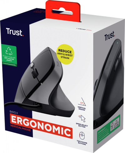 Maus Trust Bayo, me kabllo, USB, i zi
