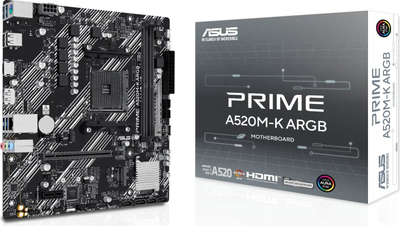 Pllakë amë Asus PRIME A520M-K ARGB, socket AM4, micro ATX, e zezë