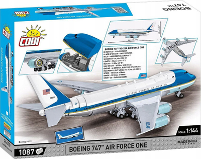 Set ndërtimi Cobi Bricks Boeing 747 Air Force One, mbi 1000 copa, 40 cm, shumëngjyrësh