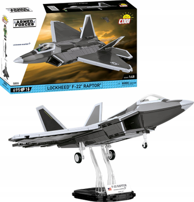 Set blloqesh COBI Lockheed F-22 Raptor 5855, 695 copa, shkalla 1:48, shumëngjyrësh