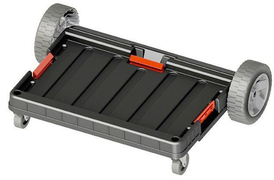 Платформа за транспорт Qbrick System ONE, шасија со тркала, пластика, црна