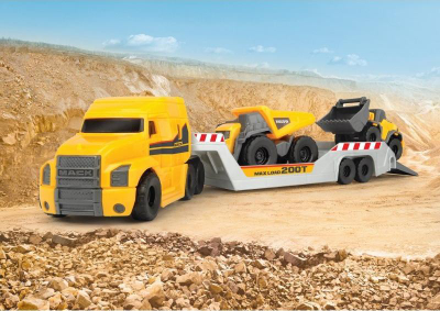 Set lodrash ndërtimi Dickie Volvo Micro Builder, kamion transportues 32cm