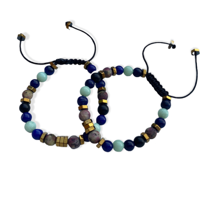 Byzylykë Dar Gold Platted Hematite, shumëngjyrësh, 2 copë