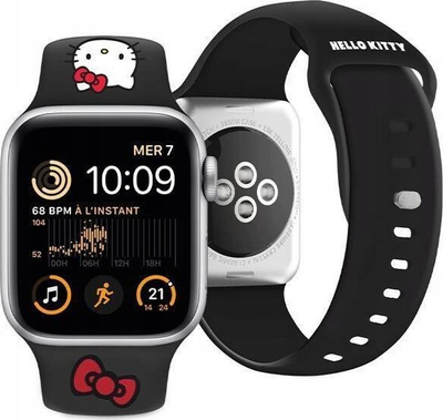 Rrip ore Hello Kitty HKAWLSCHBLK për Apple Watch 42/44/45/49mm, silikon, i zi