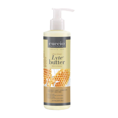 Gjalpë trupi i lëngshëm Cuccio Naturale Ultra Sheer Blend Milk & Honey, 237 ml