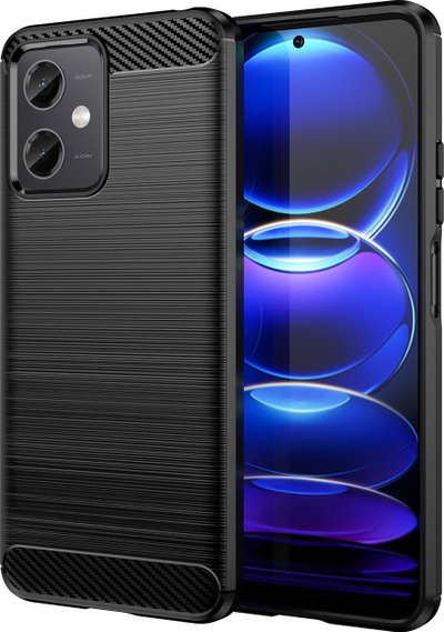 Kapak karboni për Xiaomi Poco X5 5G / Redmi Note 12 5G, TPU i butë, mbron nga goditjet, i zi