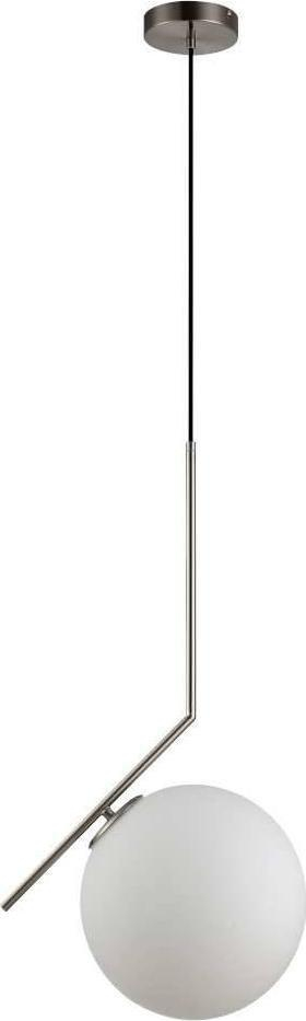 Lampë varëse Italux Fabio M SN, E27 11W, metal argjendi, xham i bardhë