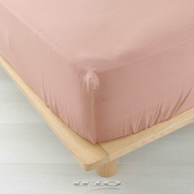 Çarçaf fitted Douceur D'intérieur Angelia Rose, 160 x 200 cm, garzë pambuku, rozë