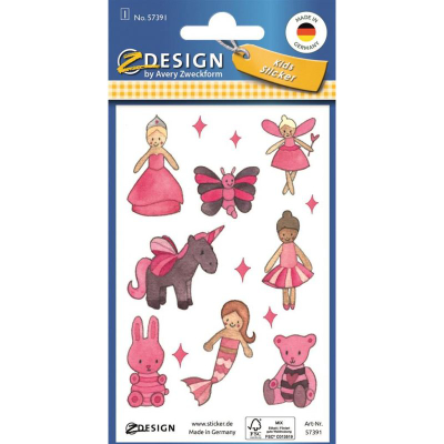 Stickerë dekorativë Avery Zweckform Brocade, vetëngjitës, për goca, shumëngjyrësh