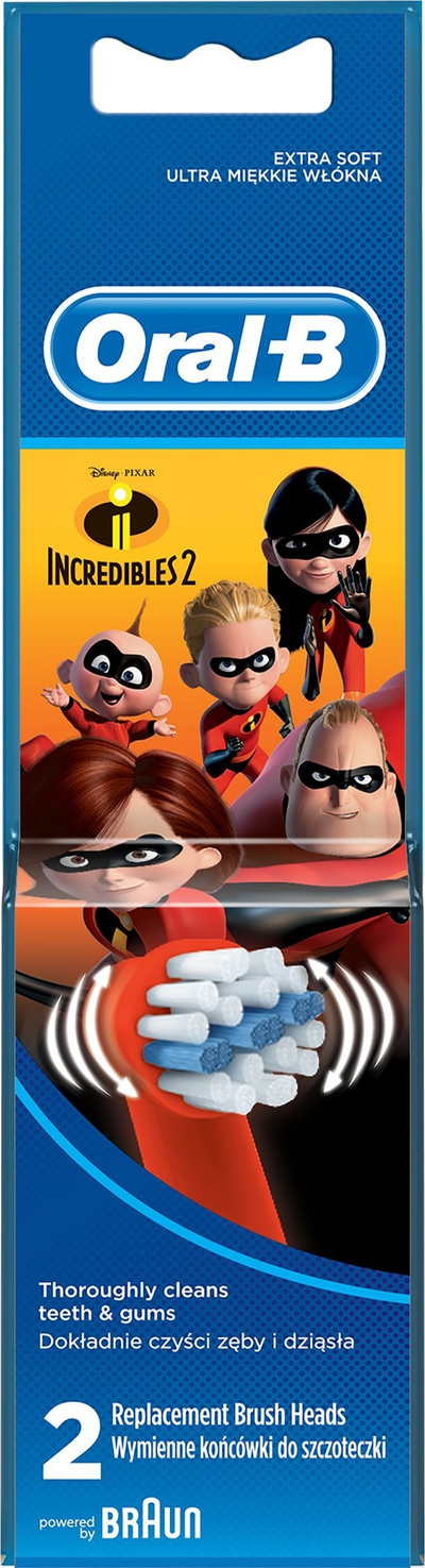 Koka zëvendësuese Oral-B Incredibles, për fëmijë, set 2 copë, shumëngjyrëshe