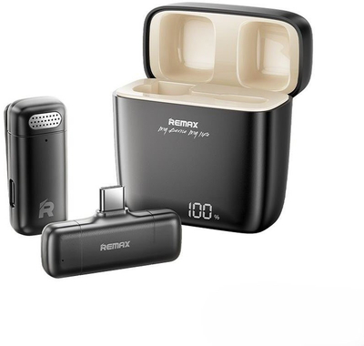 Микрофон безжичен Remax K13, USB-C, со клип, црн