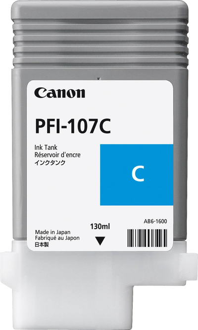 Kasetë boje Canon PFI-107C, origjinale, 130 ml, cyan