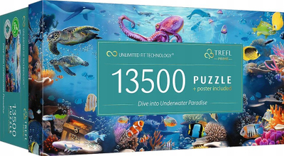 Puzzle Trefl Prime Dive Into Underwater Paradise, 13500 copa, me poster, shumëngjyrësh