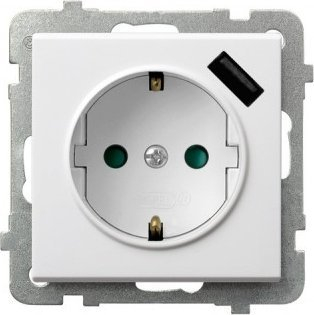 Prizë Schuko me USB Ospel Sonata, montim i fshehtë, e bardhë