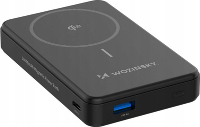 Магнетна надворешна батерија Wozinsky WLWP-10KA0Y3S, 10000mAh, Qi2 15W 22.5W PD, црна