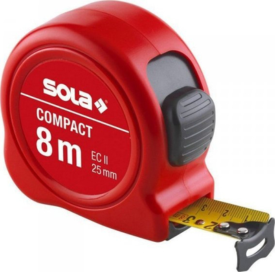Metër matës Sola Compact, 8m, plastik, i verdhë