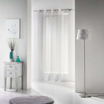 Perde e hollë transparente me rrathë Eyelet Panel Plain Voiline, 140 x 240 cm, e bardhë