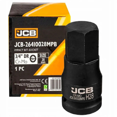 Kokë çelësi goditës JCB, 3/4", 6-këndëshe, 28mm