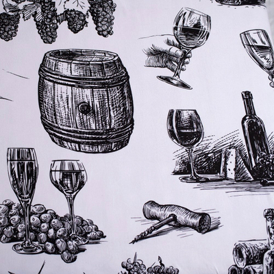 Çarçaf me lastik Jerry Fabrics Wino 0264, pambuk 100%, 90x200 cm, i bardhë me printe