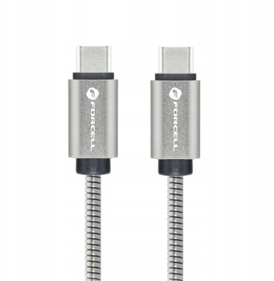 Kabllo USB Forcell F Energy C239, Type C në Type C, 2m, 100W, argjendtë
