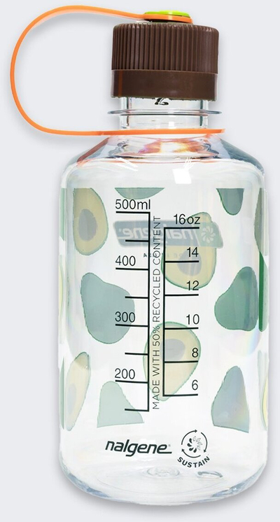 Shishe uji Nalgene Sustain 16oz, grykë e ngushtë, 500ml, transparente me avokado