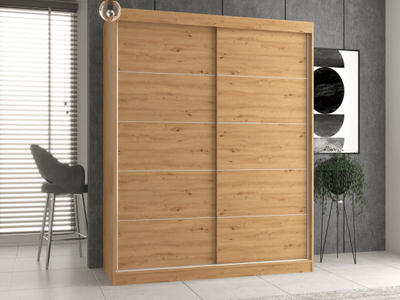 Garderobë me dyer rrëshqitëse Topeshop Iga 160, 200x160x61 cm, dekor Artisan Oak
