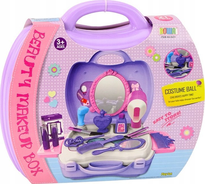 Set lodër parukerie LeanToys, 21 pjesë, në valixhe lejla