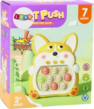 Lodër arcade Lean Toys Pop It Fox, 7 lojëra, interaktive sensoriale, e verdhë