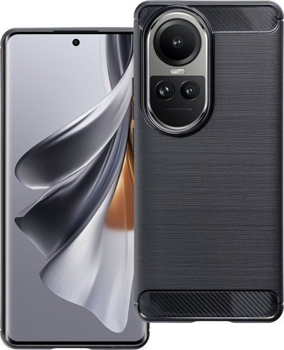 Kllëf telefoni OEM Carbon për Oppo Reno 10 5G, efekt karbon, antishok, i zi