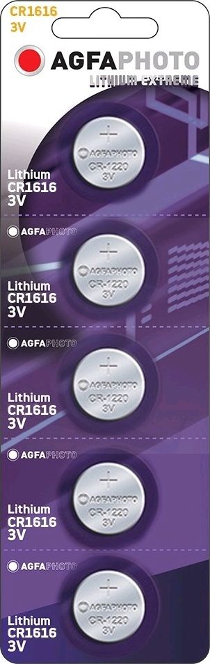 Литиумска батерија Агфа CR1616, 3 V, 5 парчиња