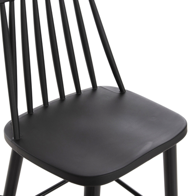 Stol Vanessa i lartë PP & dru metalik i zi 47×48,5×107 cm (HM8459.12), zezë