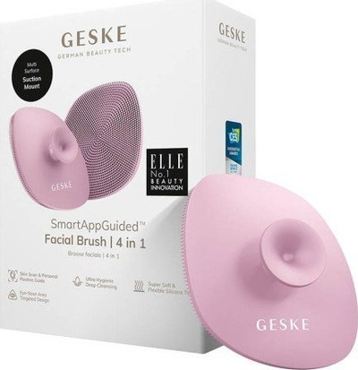 Furçë pastrimi fytyre Geske Purifying 4‑in‑1, silikoni, që s’e merr uji, rozë