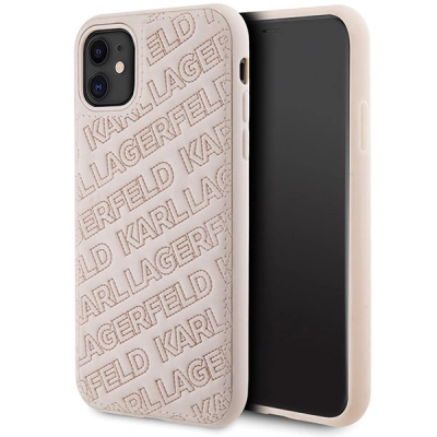 Mbrojtëse telefoni Karl Lagerfeld Quilted K Pattern për iPhone 11, skeç antishok, rozë