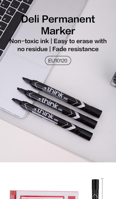 Marker DELI permanent i zi  1.5-5mm u10120 1/12