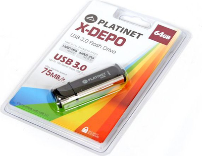 USB flash drive Platinet X-Depo PMFU364, 64GB, USB 3.0, argjendtë