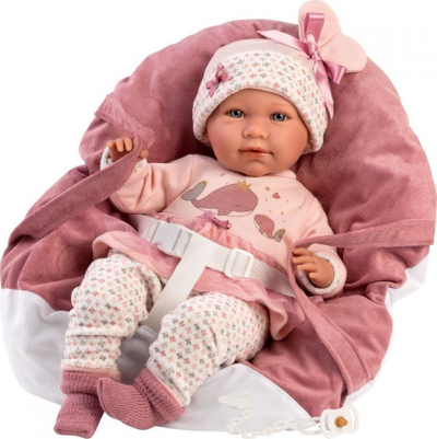 Kukull bebe Llorens Mimi Baby, 42 cm, trup i butë, rozë