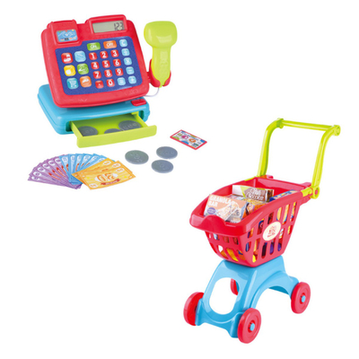 Set lojrash supermarket PlayGo Shop and Pay, arkë elektronike, karrocë pazari, shumëngjyrësh