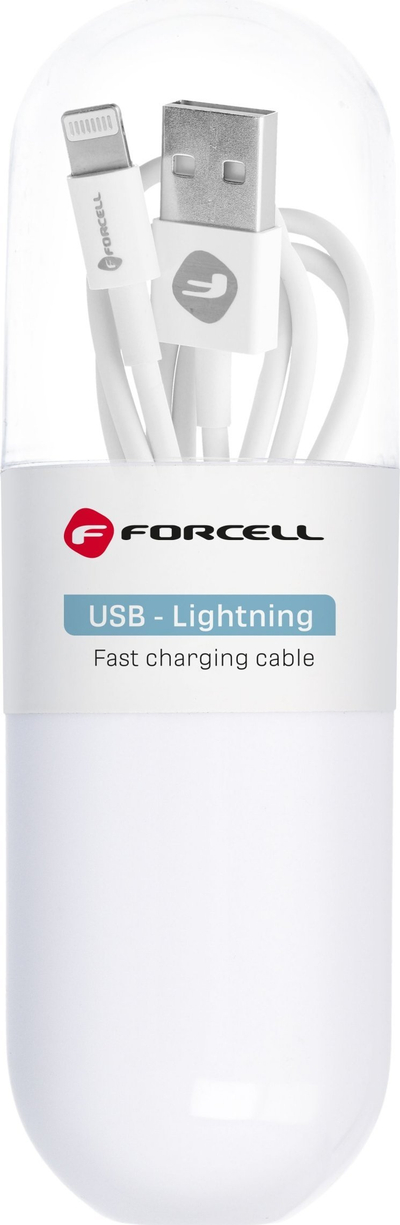Kabllo USB A në Lightning Forcell F-Energy C316, 1 m, 1A, e bardhë