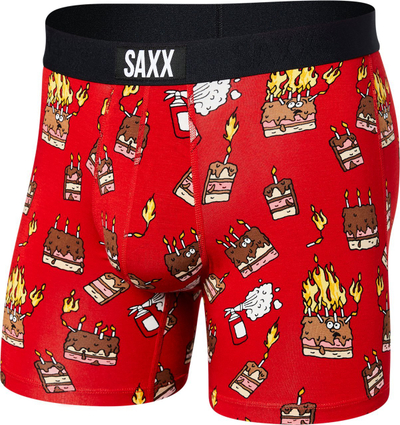 Boxer burrash Saxx Vibe SXBM35, viskozë elastike, BallPark Pouch, i kuq me print