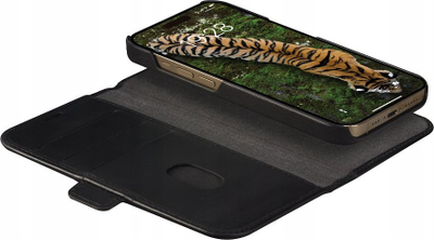Këllëf lëkure Dbramante1928 Lynge për iPhone 15 Pro Max, portofol, me magnet, i zi