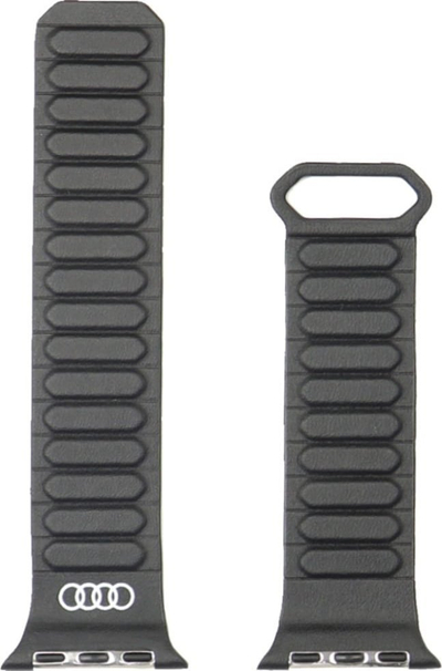 Rrip për Apple Watch me logo Audi, 40 41 42mm, lëkurë sintetike, i zi