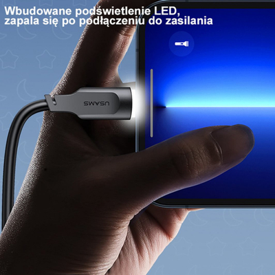 Kabllo USB Usams Lithe, USB A në USB C 1.2m, 66W, lejla