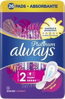Хигиенски влошки Always Platinum Super Size 2, 26 парчиња