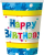 Хартиени чаши за прослава Happy Birthday, 270 ml, сет од 6 парчиња, повеќебојни