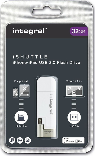 Memorie USB Integral iShuttle, 32GB, Lightning, ngjyrë argjendi