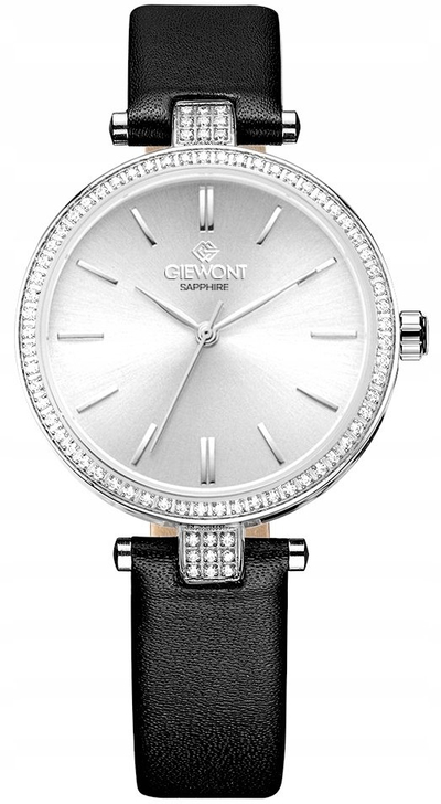 Orë dore Giewont Sapphire Silver GW9890 A1, 34mm, xham safir, rrip i zi